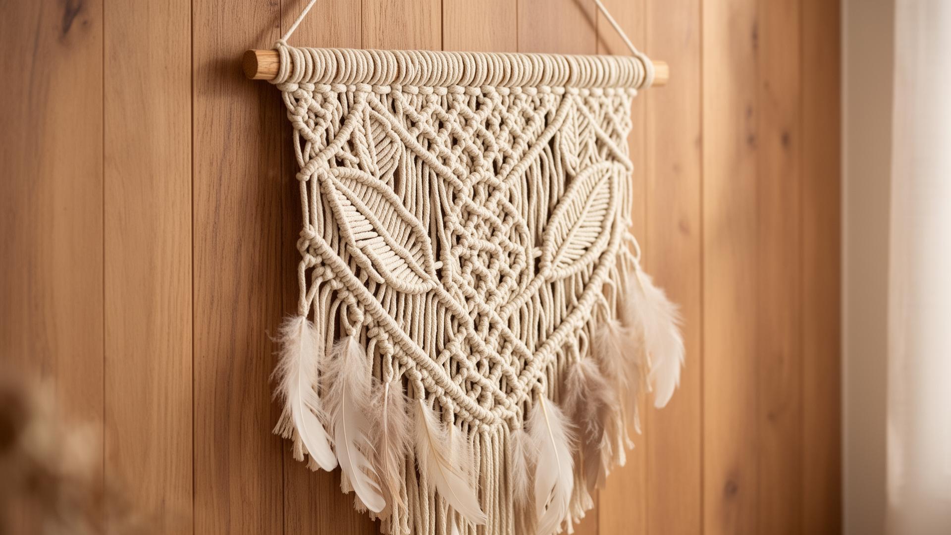 Tenture macramé en coton naturel